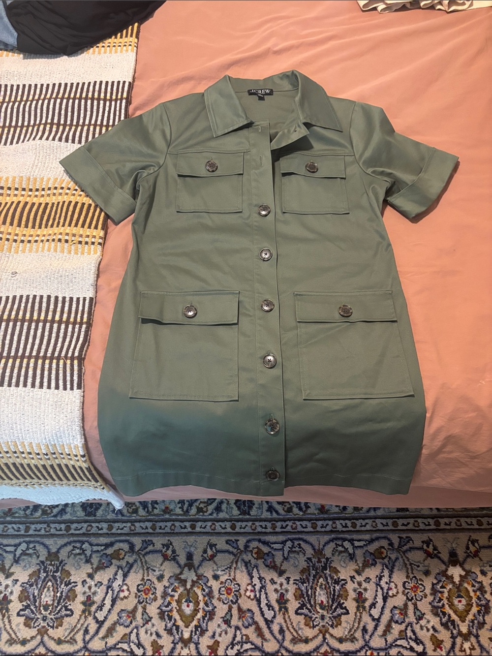J Crew Military Mini Button Down Dress